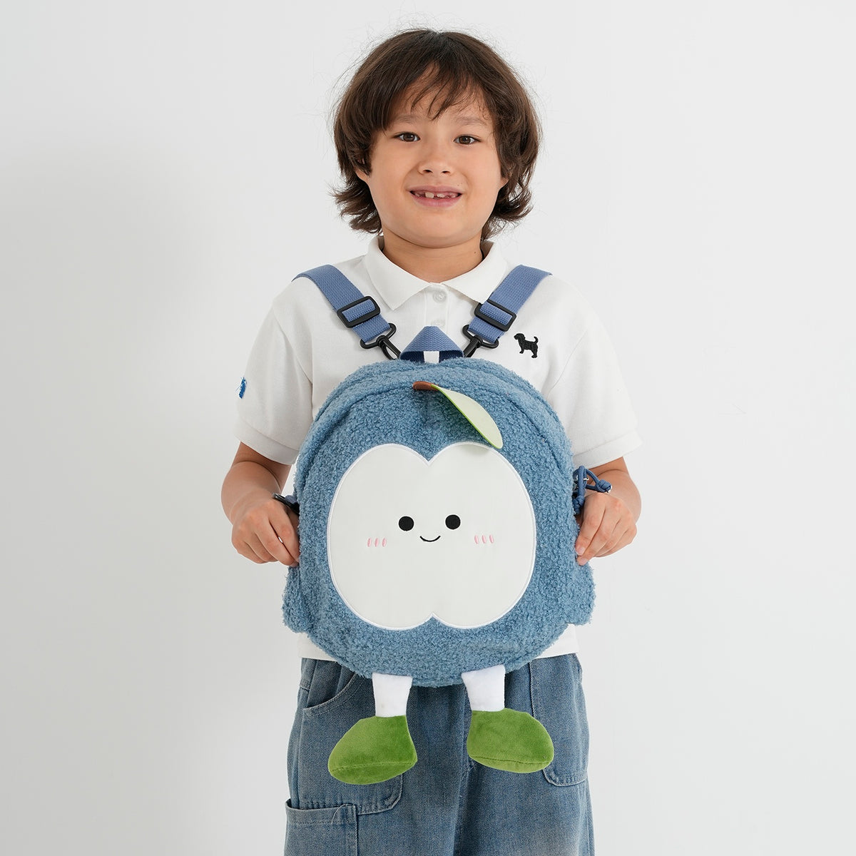 Novelty Plush Apple Character Crossbody Bag - Blue V32668918 2
