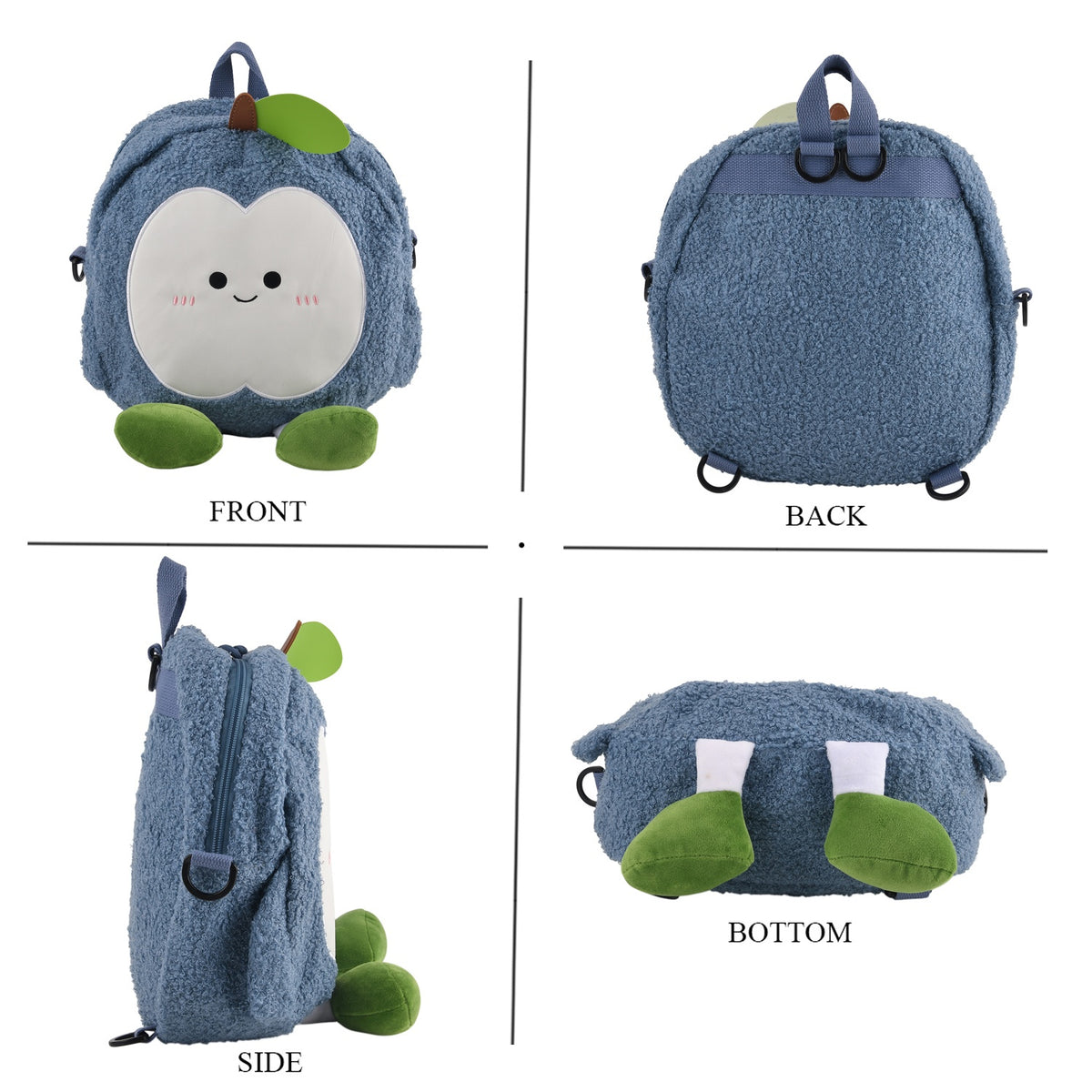 Novelty Plush Apple Character Crossbody Bag - Blue V32668918 4