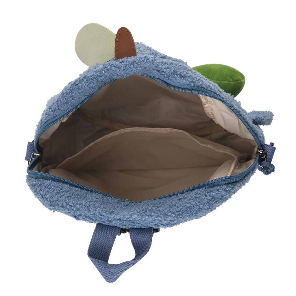 Novelty Plush Apple Character Crossbody Bag - Blue_8566902_5