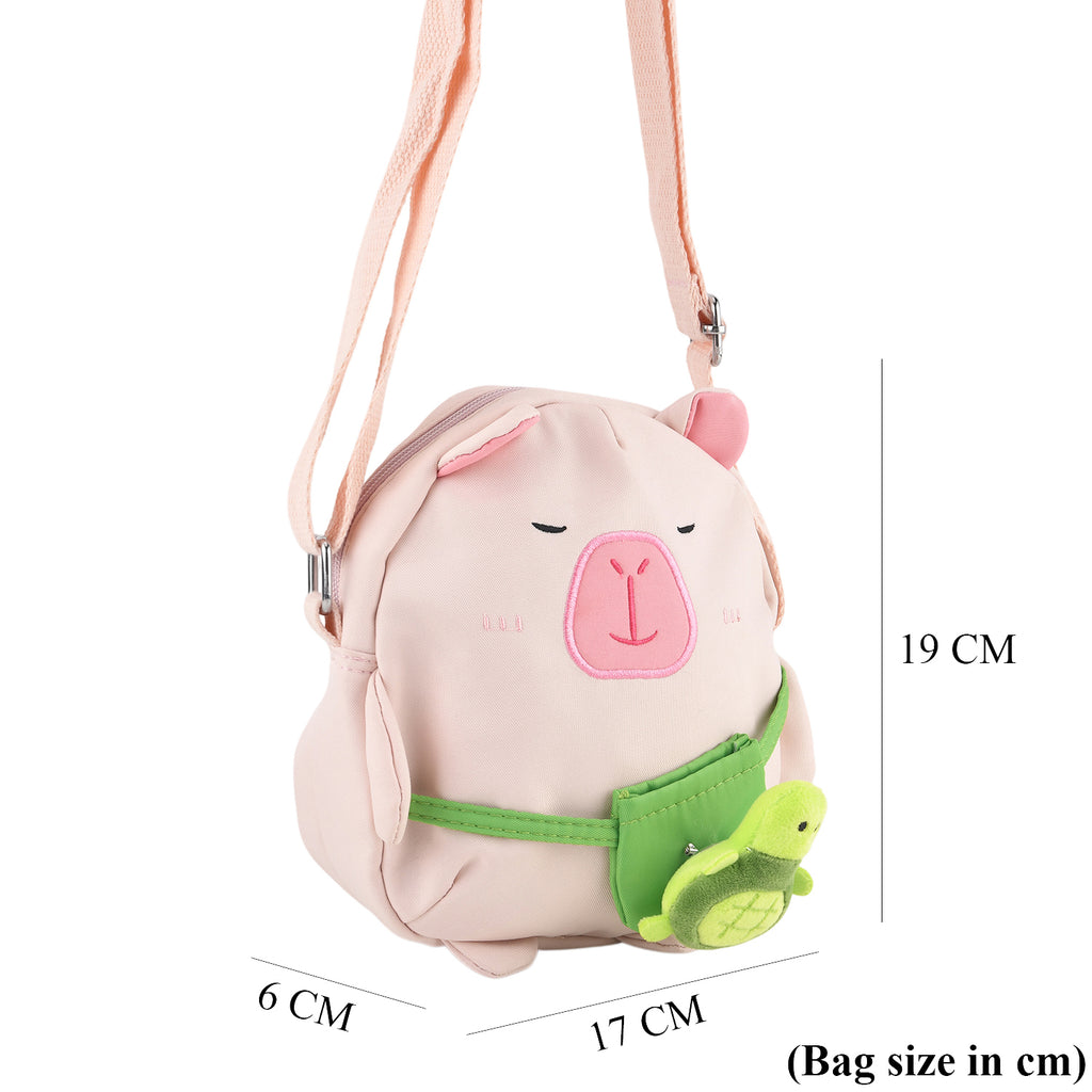 Novelty Capybara Cartoon Crossbody Ita Bag - Pink Green_8567107_7