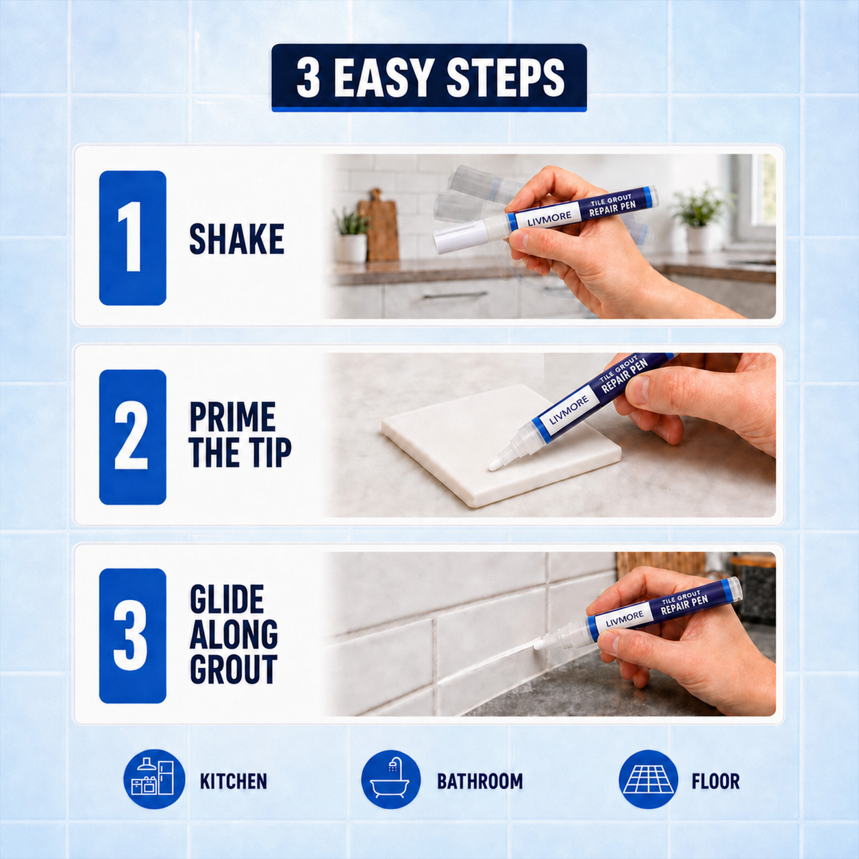 Pack of 2 Tile Grout Restorer - White V32514797 3