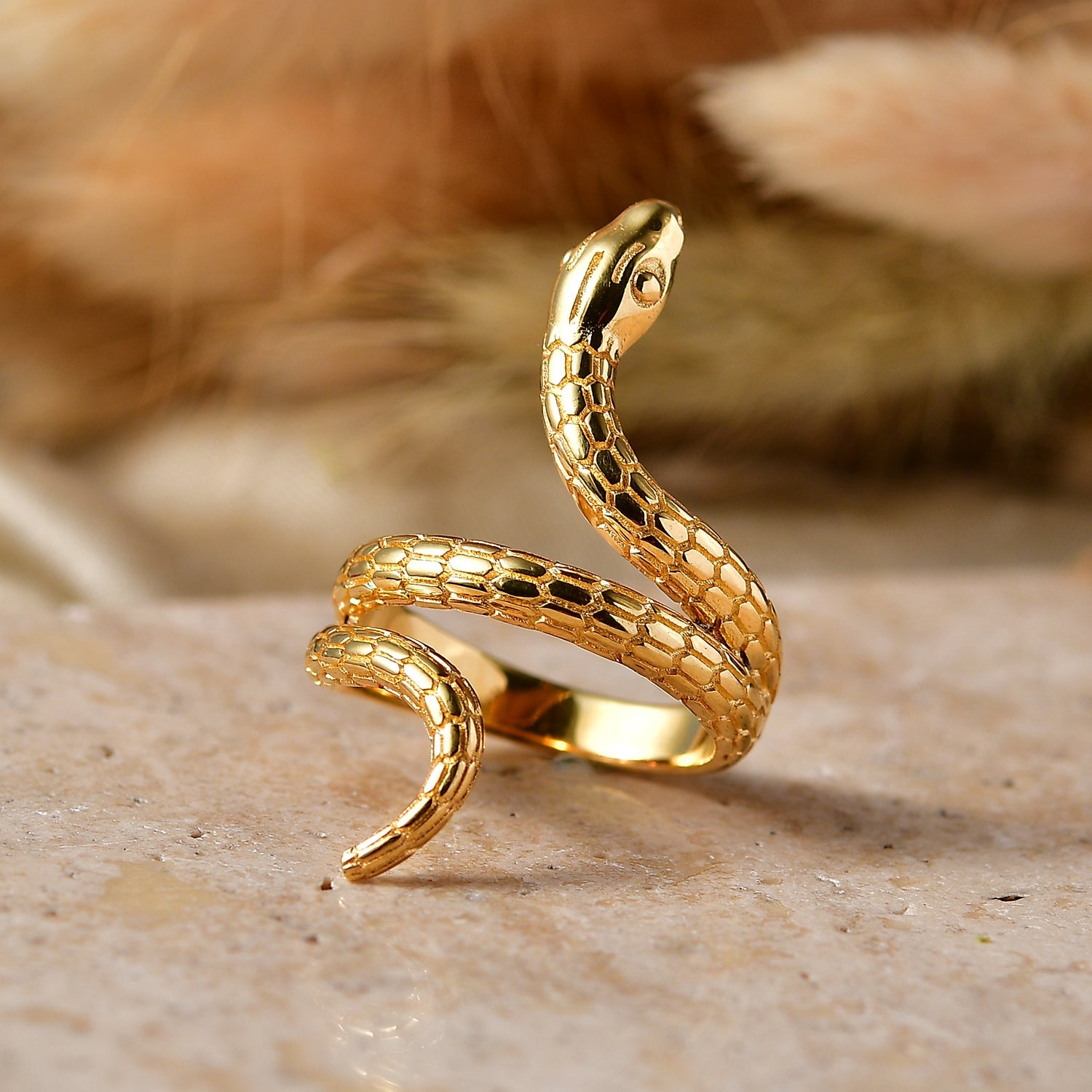 Designer Inspired Snake Ring in 18K Gold Plating V32352556 3