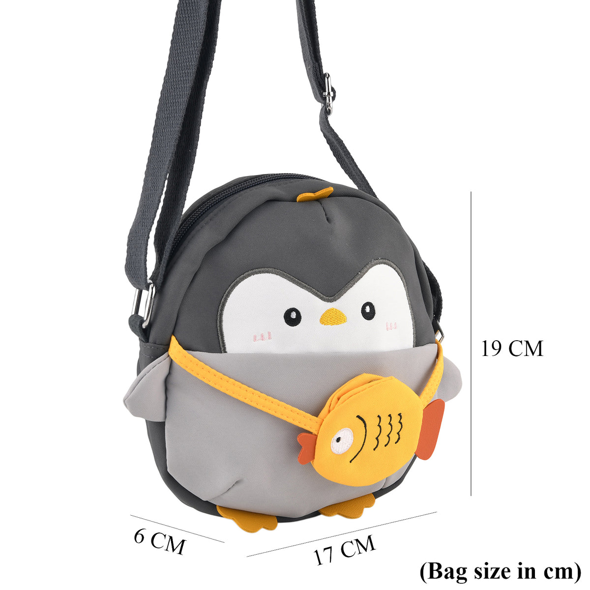 Novelty Penguin Cartoon Crossbody Ita Bag with Fish - Black Grey V32636467 5