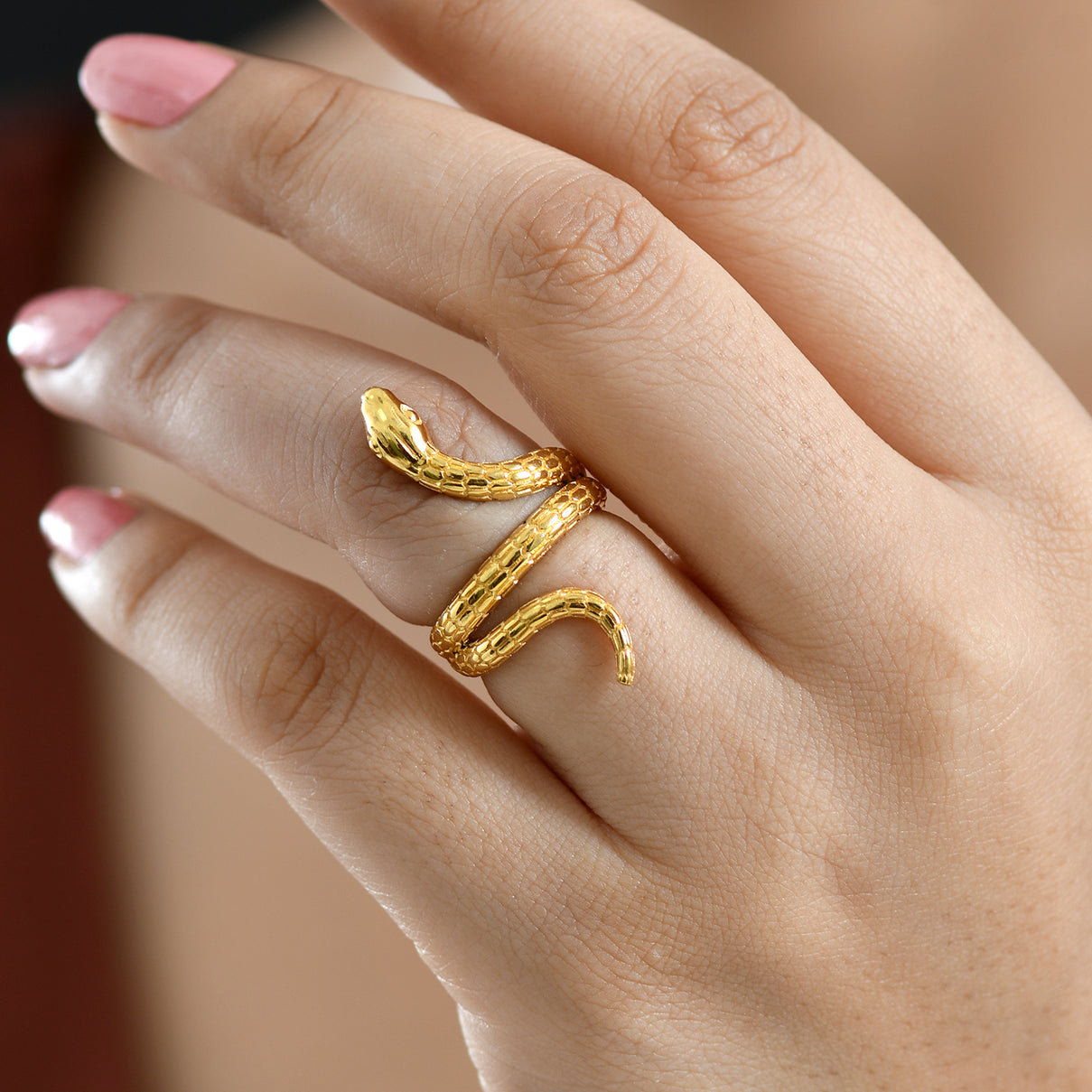 Designer Inspired Snake Ring in 18K Gold Plating 8567145 1