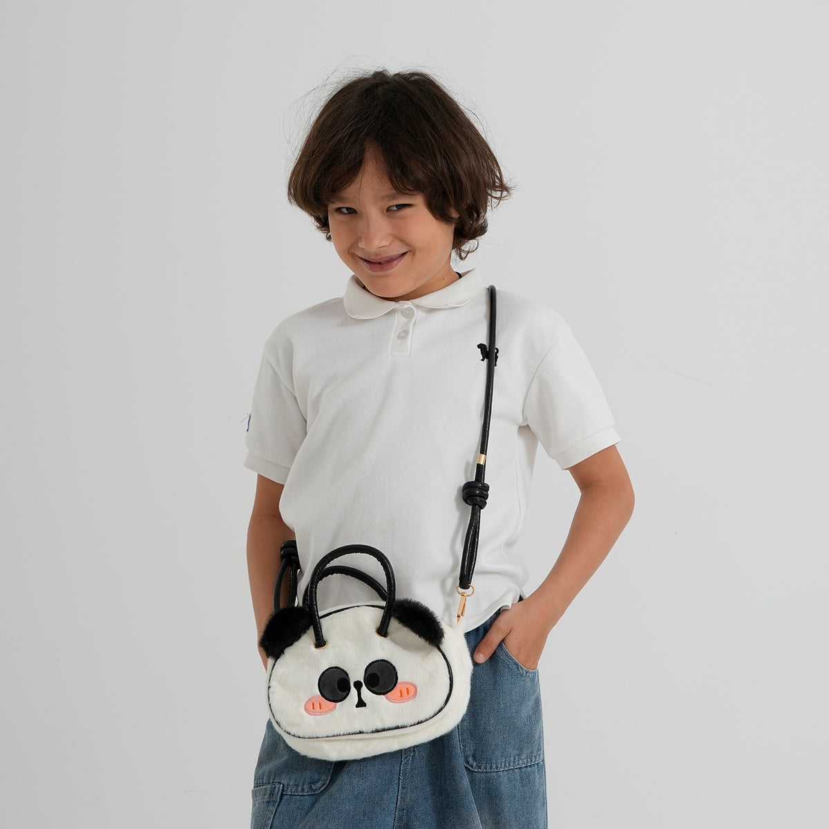 Kids Plush Panda Character Mini Top Handle Crossbody Bag - White V32668342 2