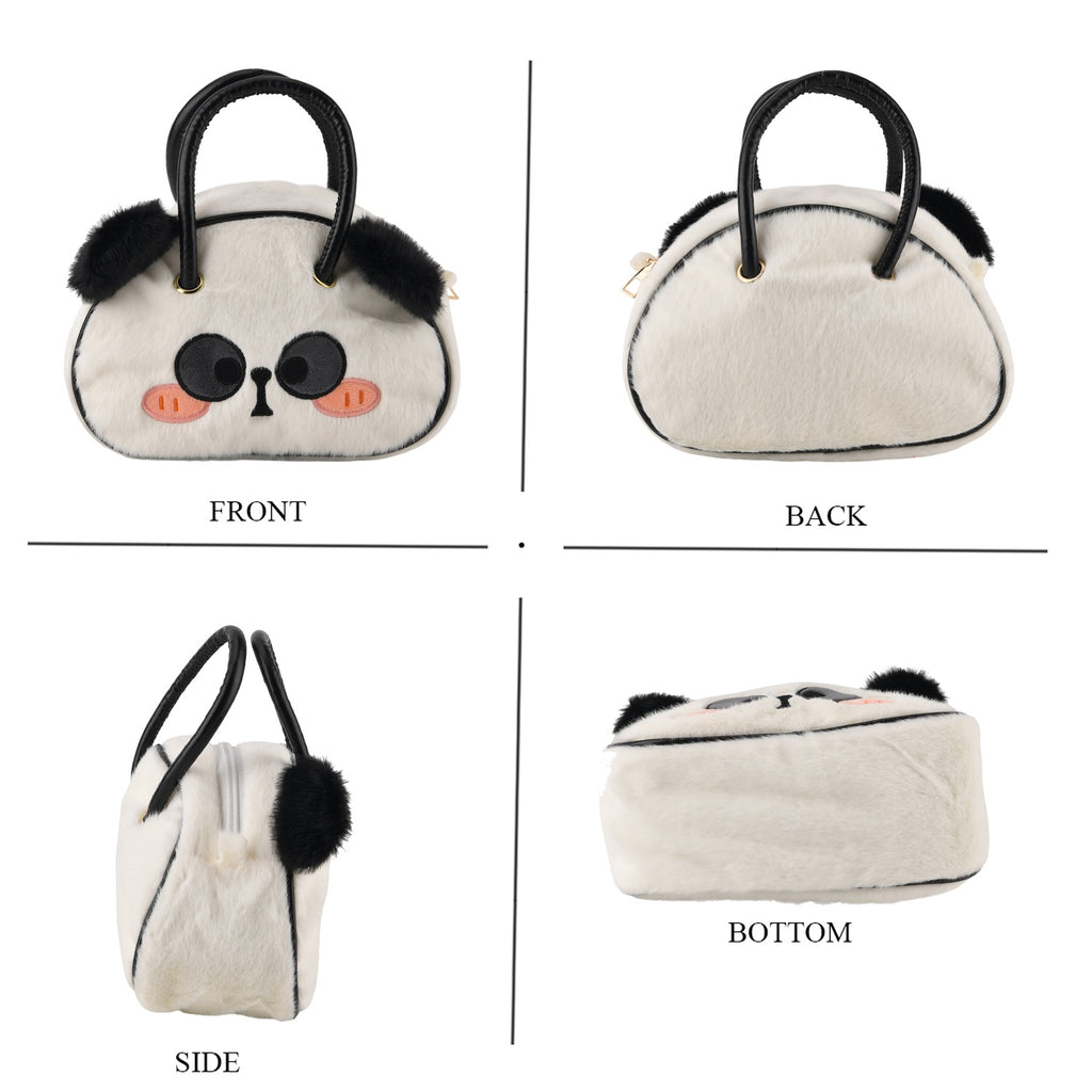 Novelty Plush Panda Character Mini Top Handle Crossbody Bag - White_8567212_3