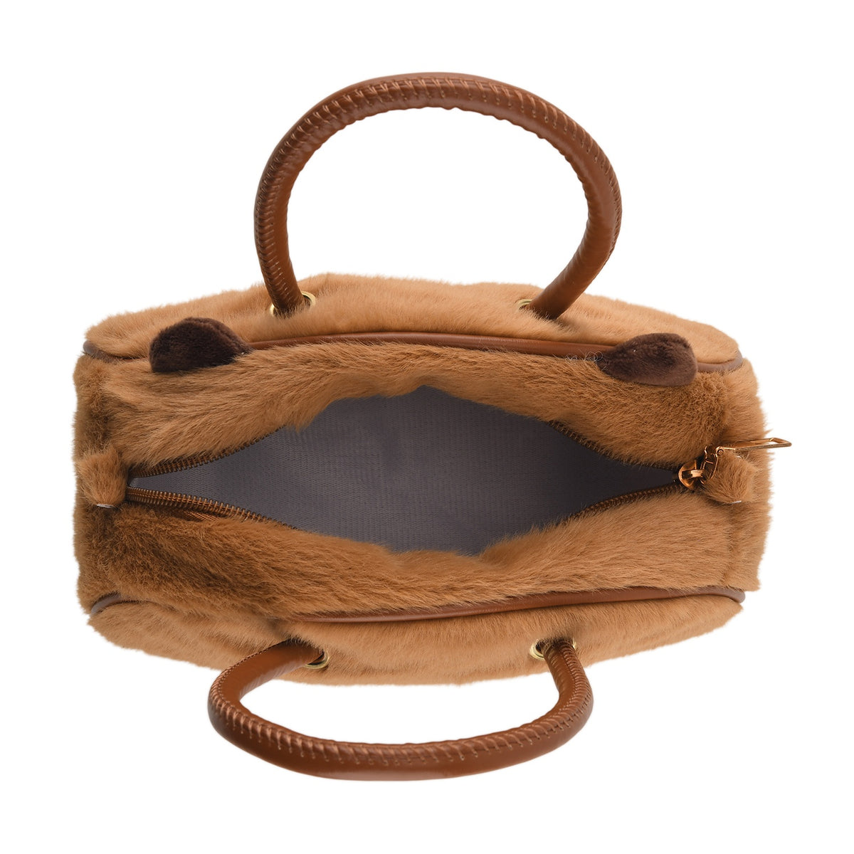 Kids Plush Copybara Character Mini Top Handle Crossbody Bag - Coffee V32665700 5
