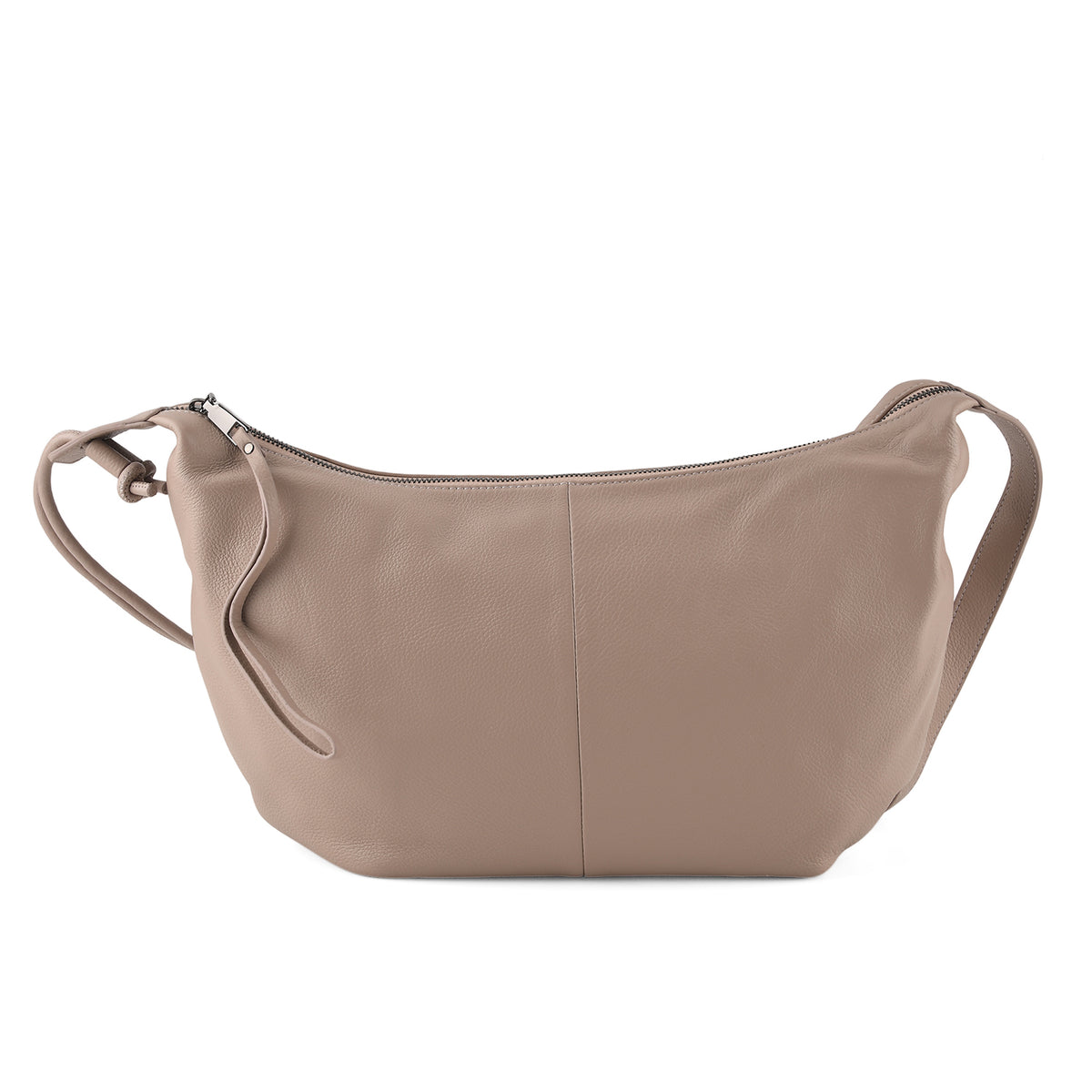 Genuine Leather Slouchy Crescent Hobo Crossbody Bag - Stone 8567224 0