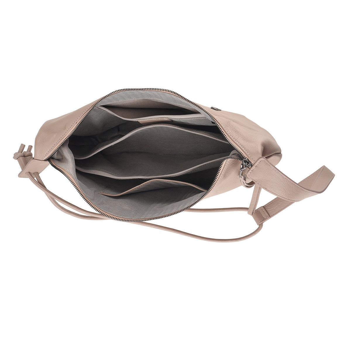 Genuine Leather Slouchy Crescent Hobo Crossbody Bag - Stone 8567224 5