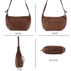 Genuine Leather Slouchy Crescent Hobo Crossbody Bag - Brown_8567226_4
