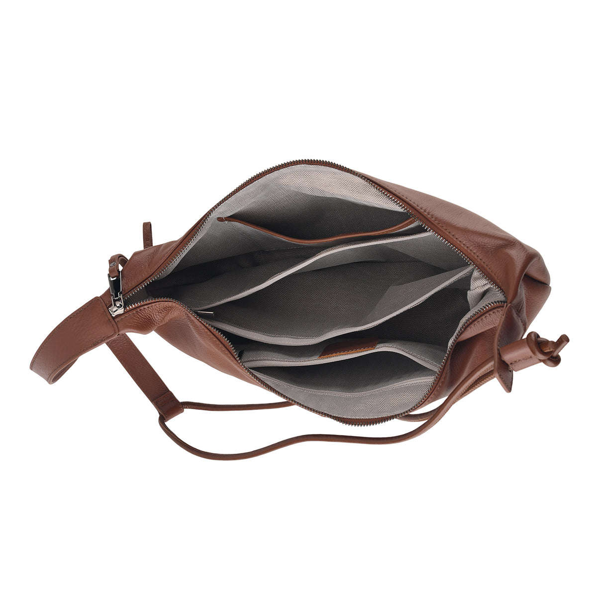 Genuine Leather Slouchy Crescent Hobo Crossbody Bag - Brown V32566876 5