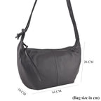 Genuine Leather Slouchy Crescent Hobo Crossbody Bag - Grey_8567227_7