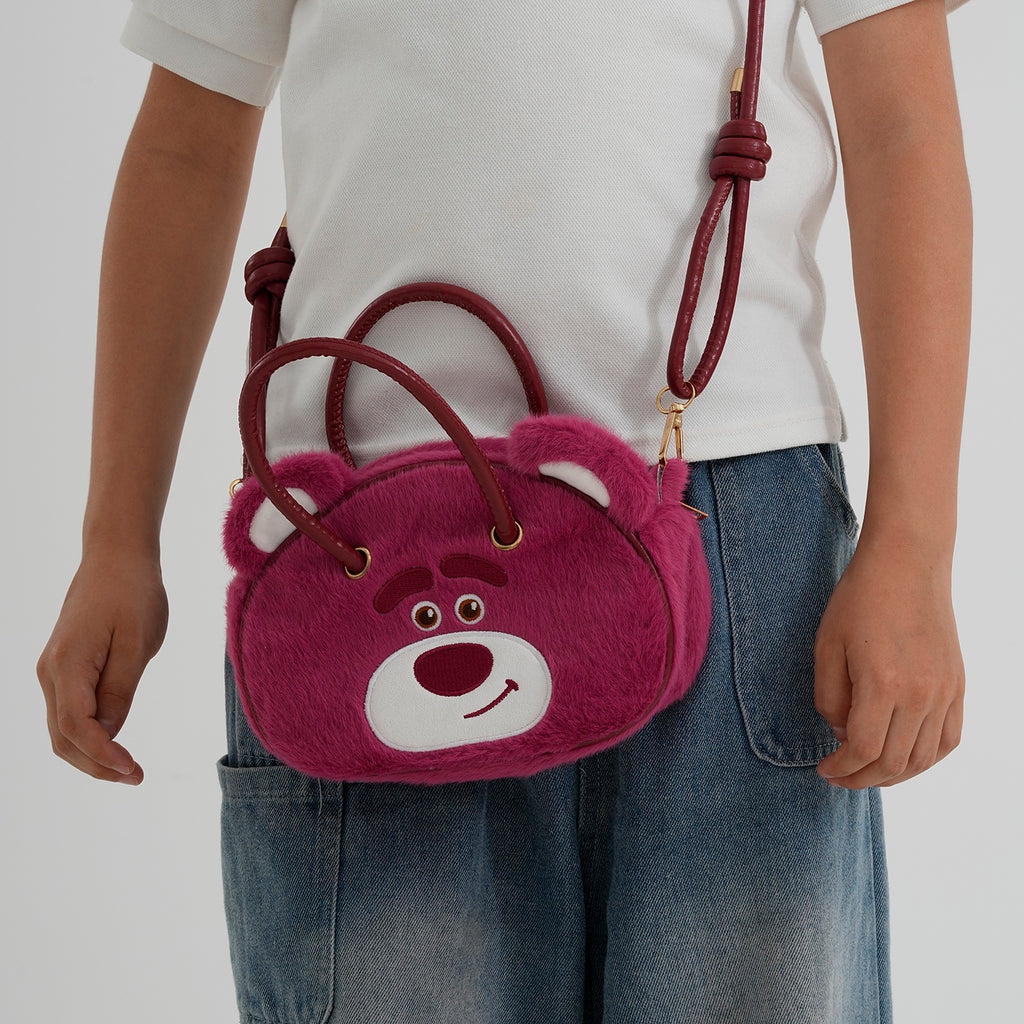 Novelty Plush Lotso Character Mini Top Handle Crossbody Bag - Rose Red_8567264_2