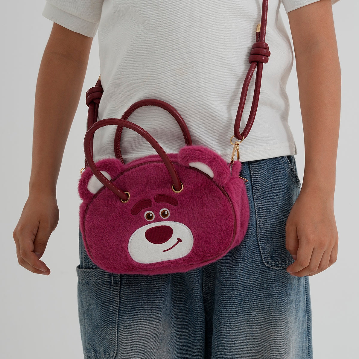 Kids Plush Lotso Character Mini Top Handle Crossbody Bag - Rose Red V32668773 3