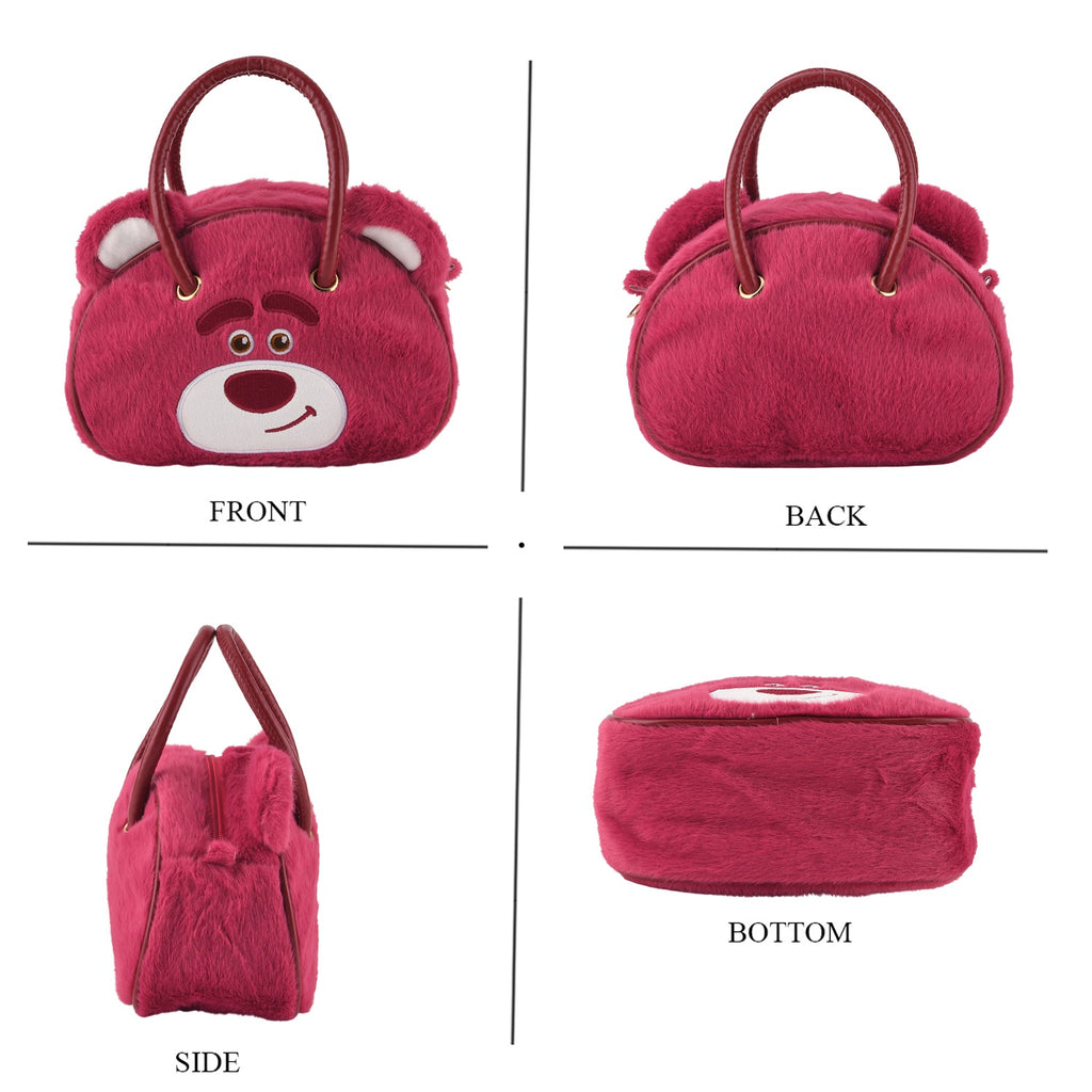 Novelty Plush Lotso Character Mini Top Handle Crossbody Bag - Rose Red_8567264_3
