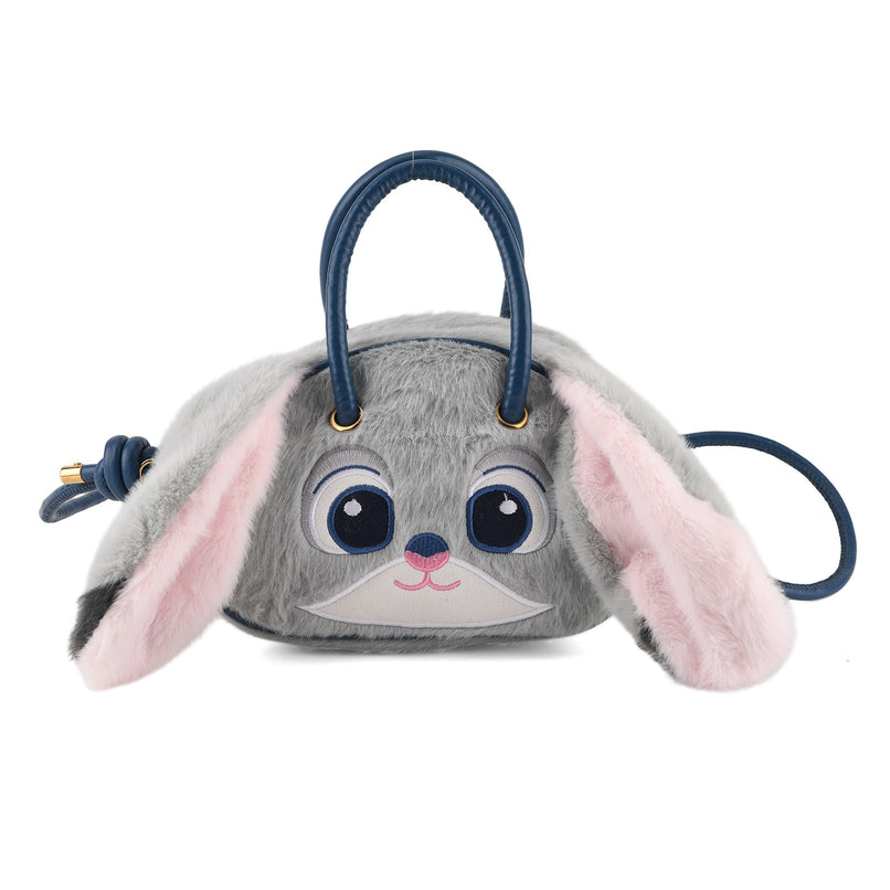Novelty Plush Bunny Character Mini Top Handle Crossbody Bag - Grey_8567265