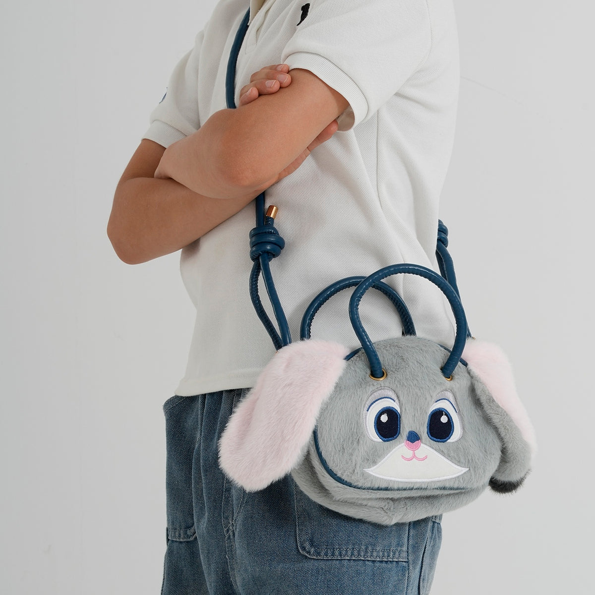 Kids Plush Bunny Character Mini Top Handle Crossbody Bag - Grey V32704586 3