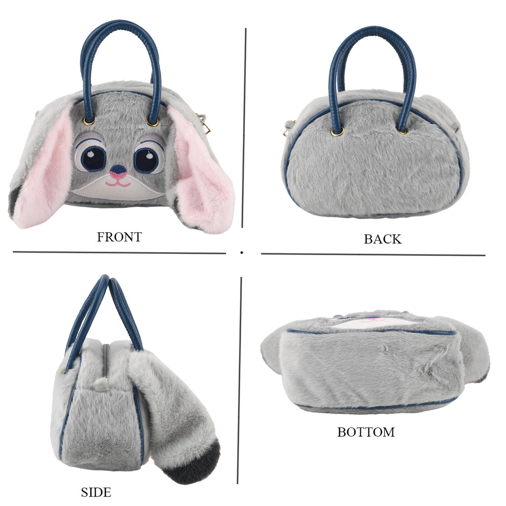 Novelty Plush Bunny Character Mini Top Handle Crossbody Bag - Grey_8567265_3