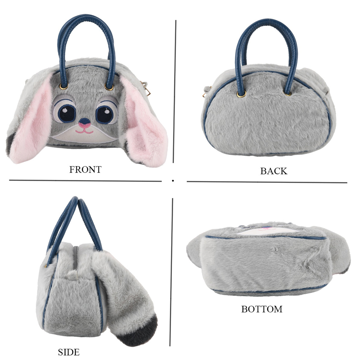 Kids Plush Bunny Character Mini Top Handle Crossbody Bag - Grey V32704586 4