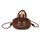Novelty Plush Monster Character Mini Top Handle Crossbody Bag - Brown_8567266