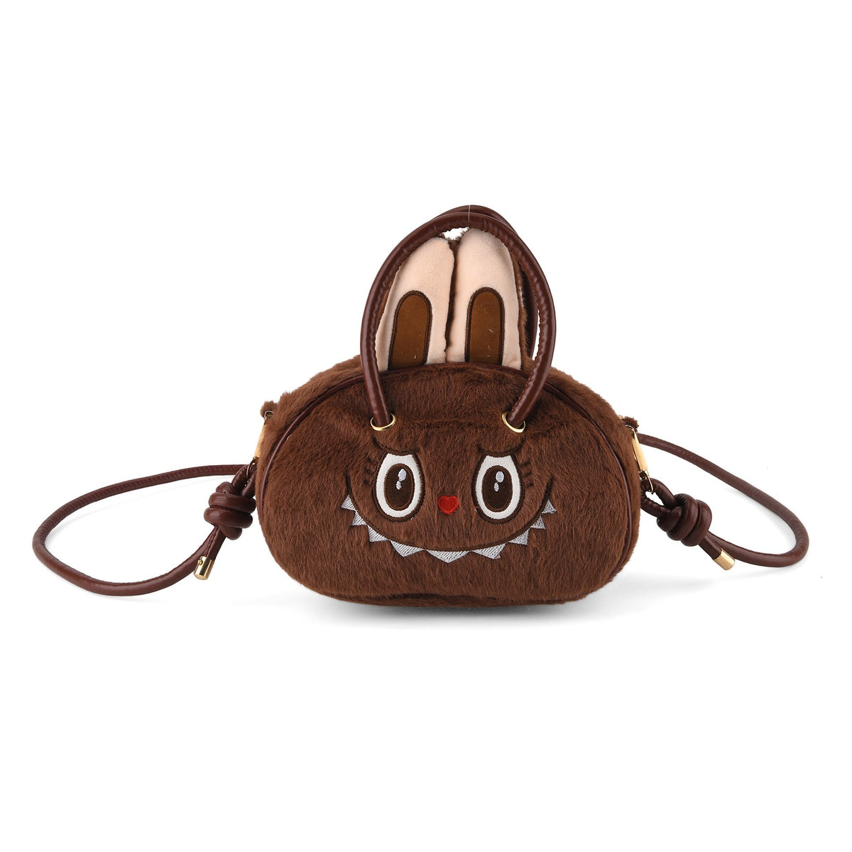 Kids Plush Monster Character Mini Top Handle Crossbody Bag - Brown V32666217 0