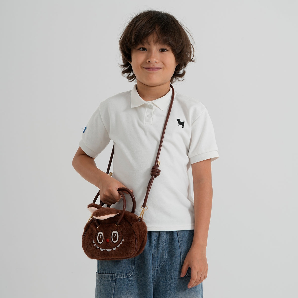 Kids Plush Monster Character Mini Top Handle Crossbody Bag - Brown V32666217 2