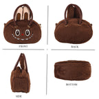 Novelty Plush Monster Character Mini Top Handle Crossbody Bag - Brown_8567266_3