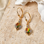 D'Joy - Ammolite & White Zircon Lever Back Earring in 18K Vermeil Yellow Gold Plated Sterling Silver 1.70 Ct._8567870_2