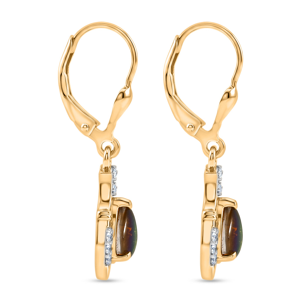 D'Joy - Ammolite & White Zircon Lever Back Earring in 18K Vermeil Yellow Gold Plated Sterling Silver 1.70 Ct._8567870_3