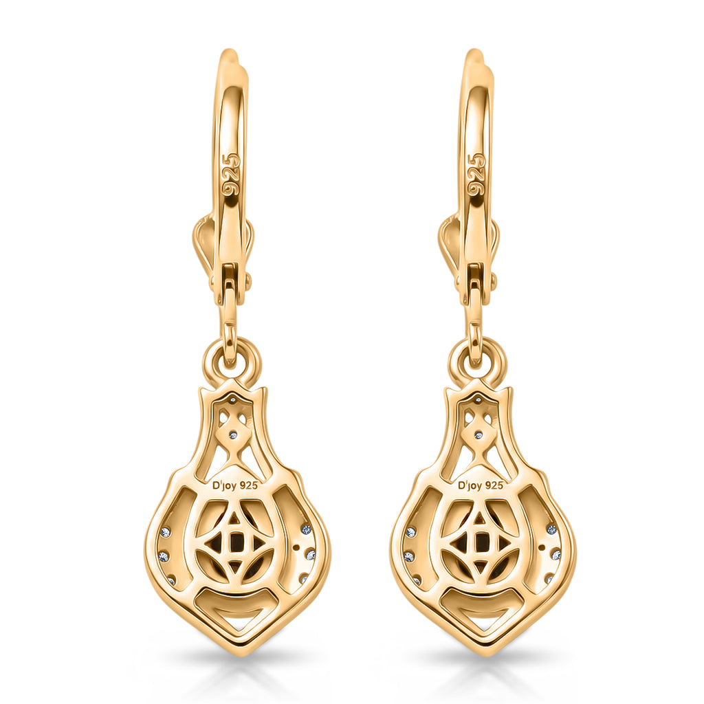 D'Joy - Ammolite & White Zircon Lever Back Earring in 18K Vermeil Yellow Gold Plated Sterling Silver 1.70 Ct._8567870_4