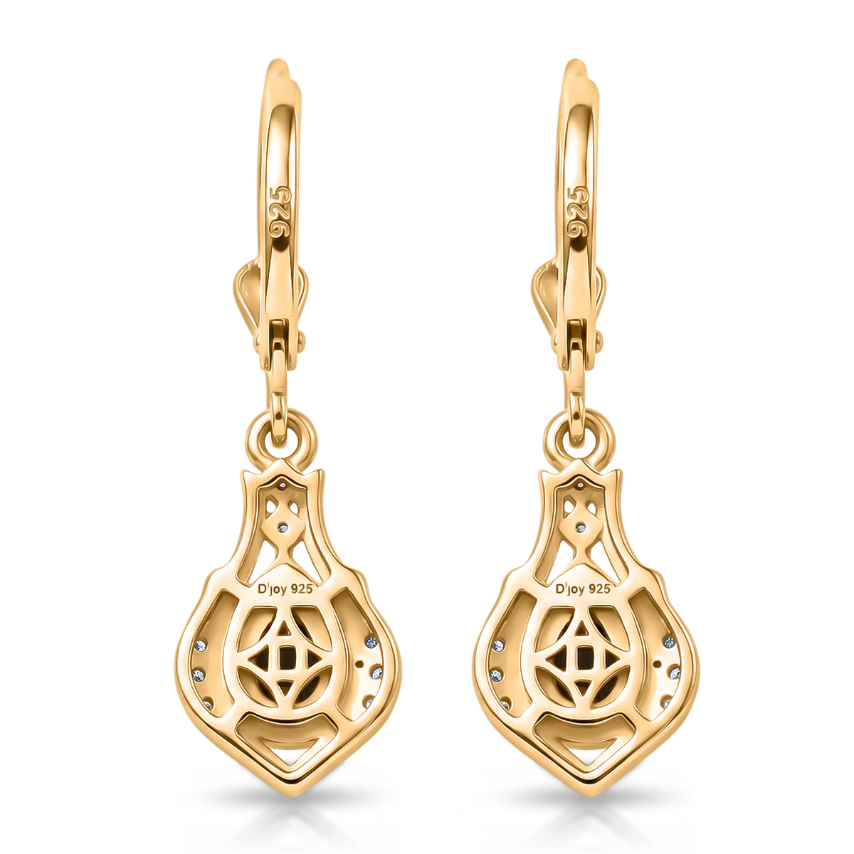 D'Joy - Ammolite &amp; White Zircon Lever Back Earring in 18K Vermeil Yellow Gold Plated Sterling Silver 1.70 Ct. 8567870 5
