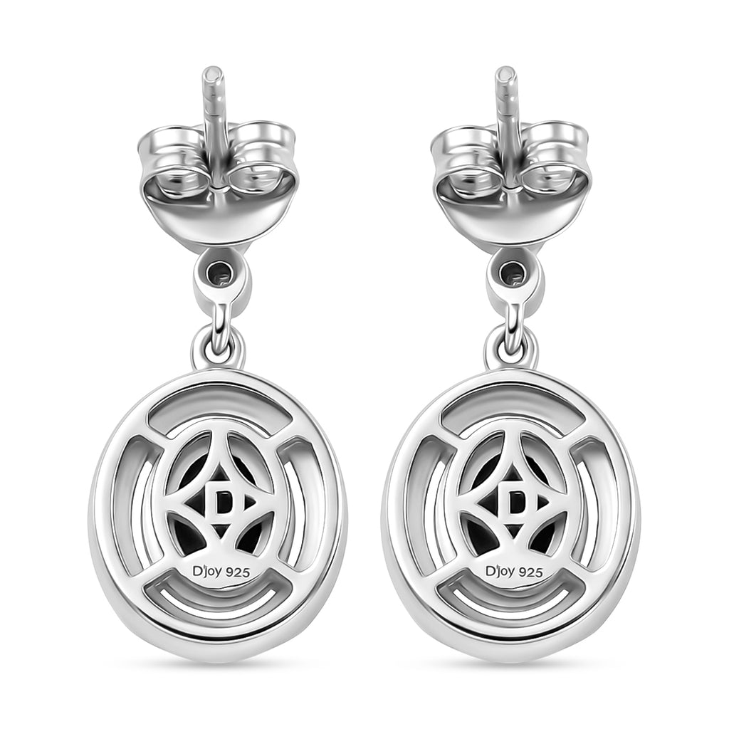D'Joy - Ammolite & Moissanite Dangling Earring with Push Post in Rhodium Overlay Sterling Silver 1.80 Ct._8567873_4