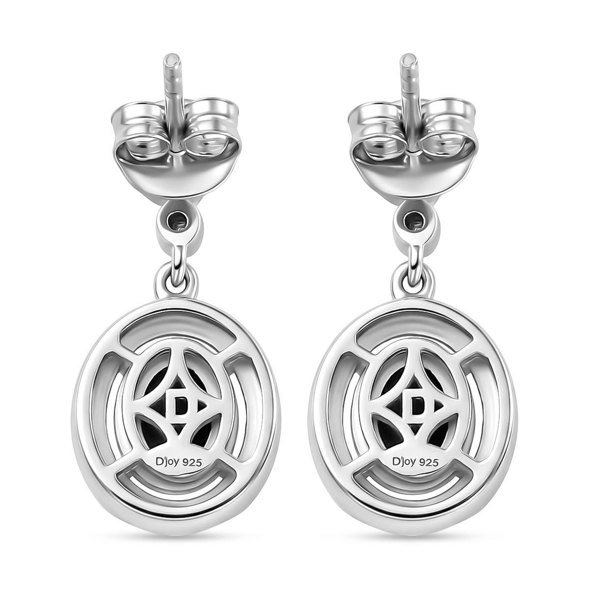D'Joy - Ammolite &amp; Moissanite Dangling Earring with Push Post in Rhodium Overlay Sterling Silver 1.80 Ct. 8567873 5