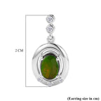 D'Joy - Ammolite & Moissanite Dangling Earring with Push Post in Rhodium Overlay Sterling Silver 1.80 Ct._8567873_5