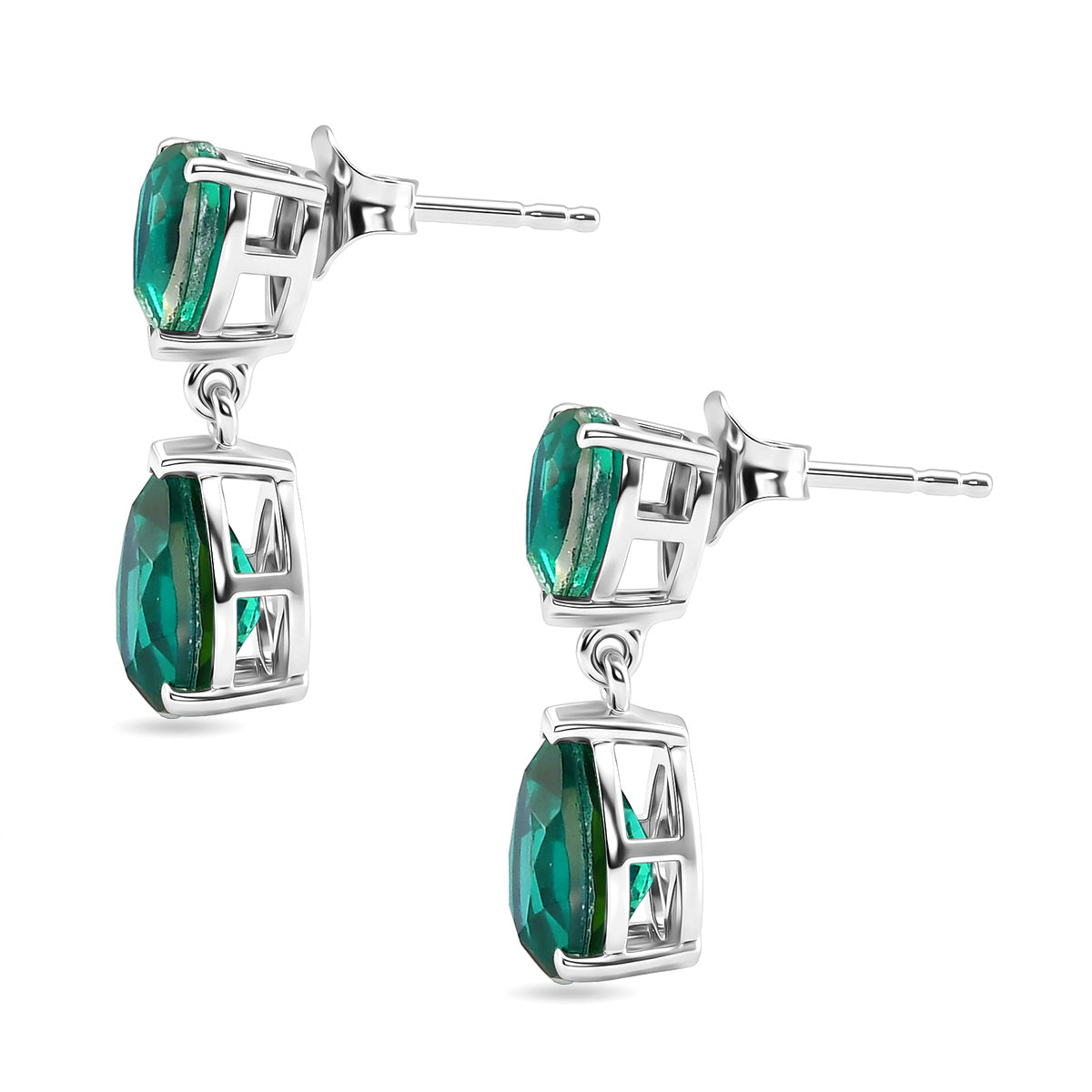D'Joy - Peacock Triplet Quartz Dangling Earring with Push Post in Platinum Overlay Sterling Silver 5.00 Ct. V32365651 4