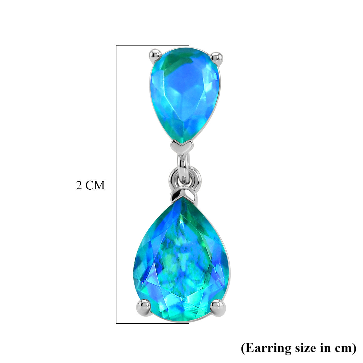 D'Joy - Peacock Triplet Quartz Dangling Earring with Push Post in Platinum Overlay Sterling Silver 5.00 Ct. 8567914 5