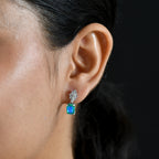 D'Joy - Peacock Triplet Quartz & White Zircon Dangling Earring with Push Post in Platinum Overlay Sterling Silver 3.16 Ct._8567915_1