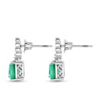 D'Joy - Peacock Triplet Quartz & White Zircon Dangling Earring with Push Post in Platinum Overlay Sterling Silver 3.16 Ct._8567915_3