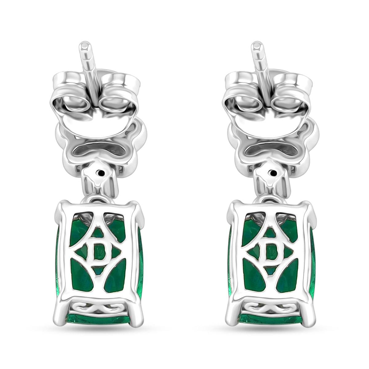 D'Joy - Peacock Triplet Quartz &amp; White Zircon Dangling Earring with Push Post in Platinum Overlay Sterling Silver 3.16 Ct. 8567915 5