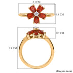 Luxuriant - Natural Crimson Fire Opal & Lab Grown Diamond (SI/G-H) Floral Ring in Yellow Gold Plated Sterling Silver 0.72 Ct._8567918_5