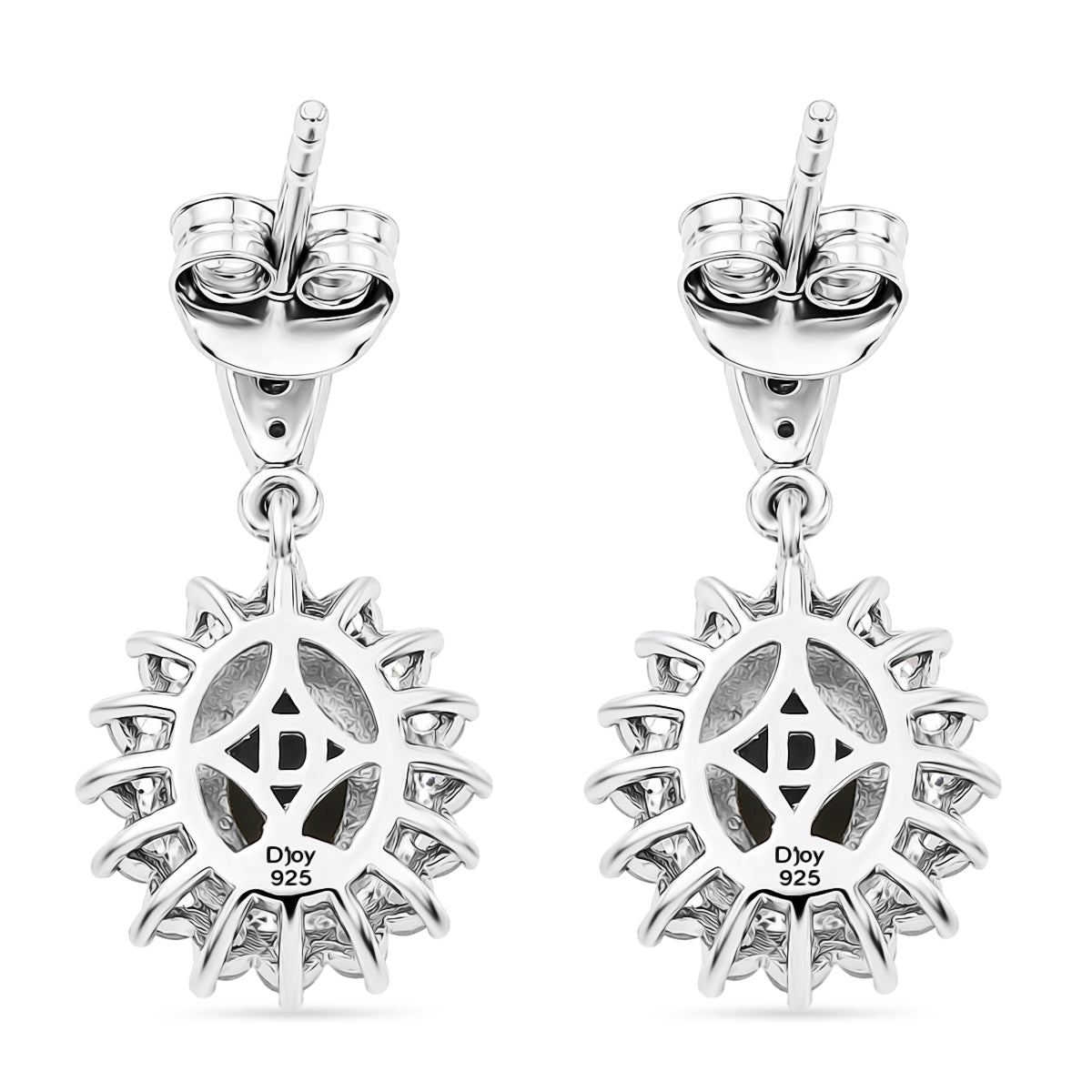 D'Joy - Boulder Opal White Zircon Dangling Earring with Push Back in Rhodium Overlay Sterling Silver 2.50 Ct. V32518199 5