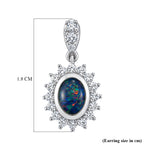 D'Joy - Boulder Opal White Zircon Dangling Earring with Push Back in Rhodium Overlay Sterling Silver 2.50 Ct._8568024_5