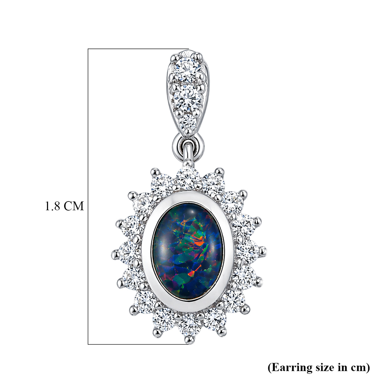 D'Joy - Boulder Opal White Zircon Dangling Earring with Push Back in Rhodium Overlay Sterling Silver 2.50 Ct. V32518199 6