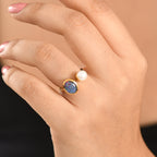 D'Joy - Boulder Opal Triplet & Fresh Water Pearl Ring in Yellow Gold Plated Sterling Silver 2.87 Ct._8568029_1