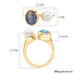 D'Joy - Boulder Opal Triplet & Fresh Water Pearl Ring in Yellow Gold Plated Sterling Silver 2.87 Ct._8568029_5