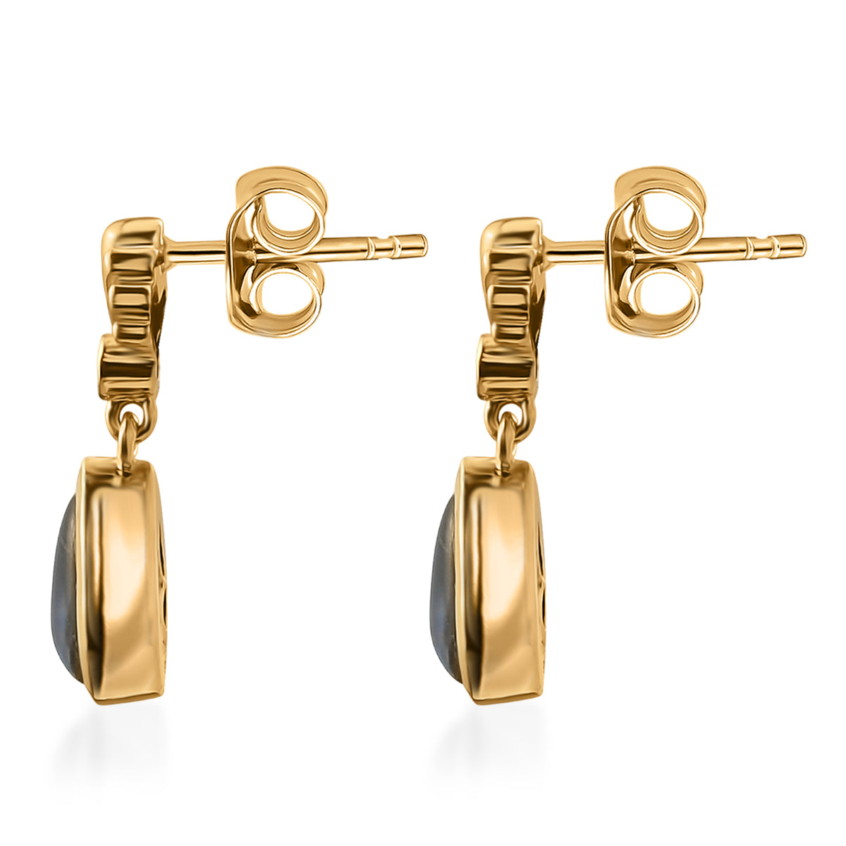 D'Joy - Boulder Opal White Zircon Dangling Earring with Push Post in Yellow Gold Plated Sterling Silver 1.36 Ct. V32513444 5