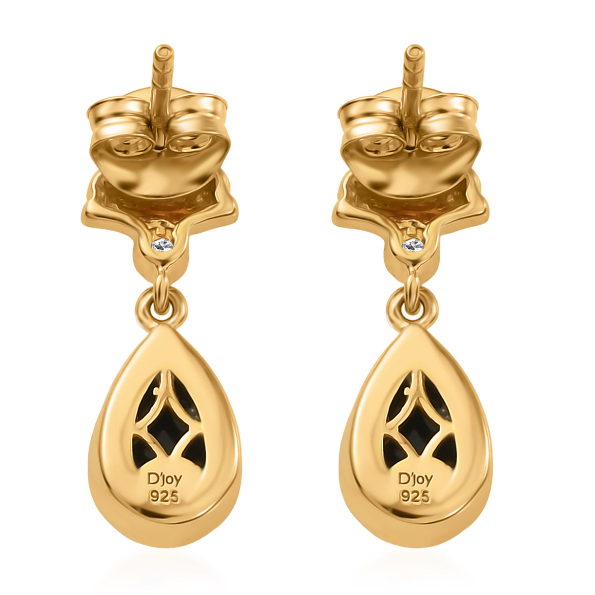 D'Joy - Boulder Opal White Zircon Dangling Earring with Push Post in Yellow Gold Plated Sterling Silver 1.36 Ct. V32513444 6