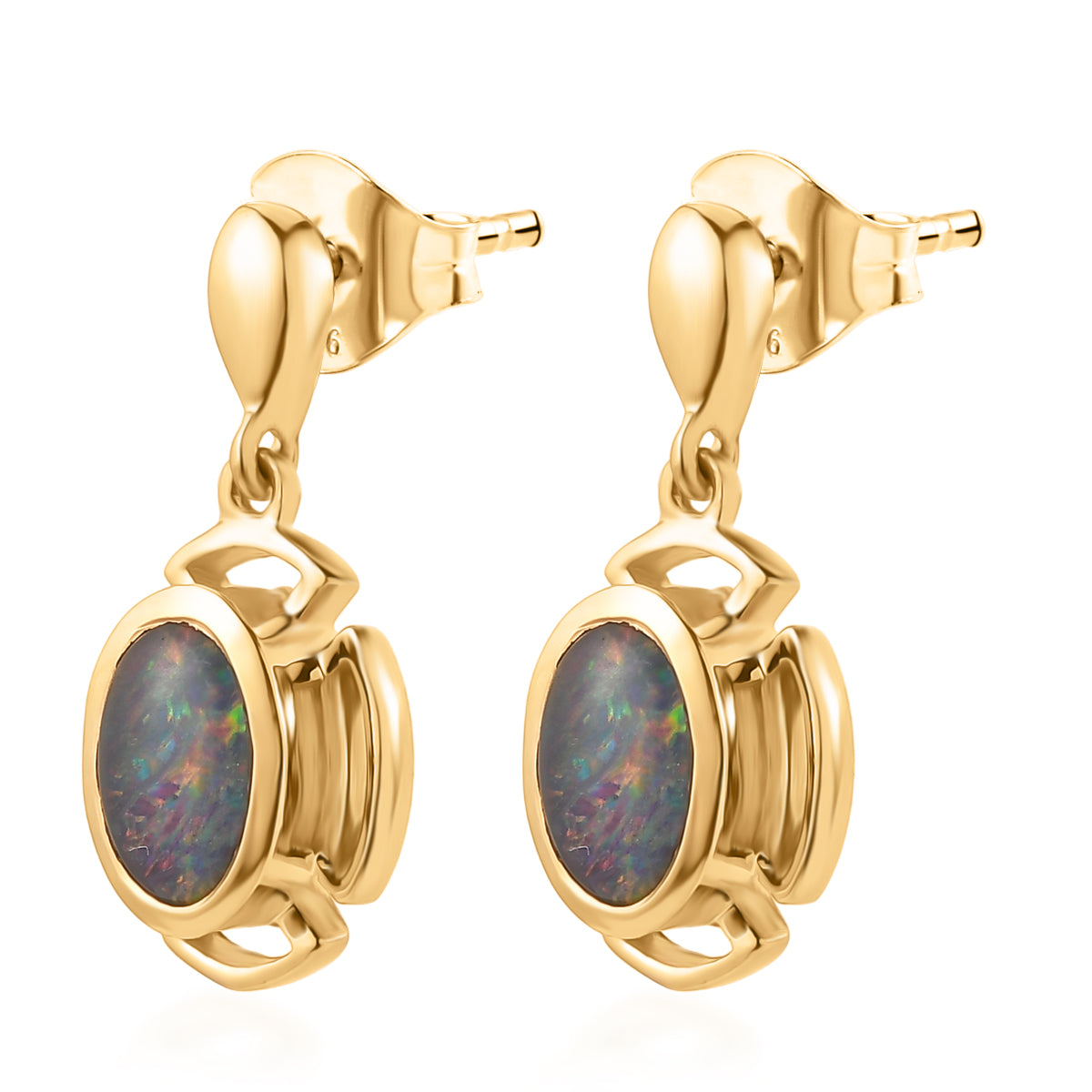 D'Joy - Boulder Opal Dangling Earring with Post in Yellow Gold Plated Sterling Silver 1.15 Ct. 8568044 4