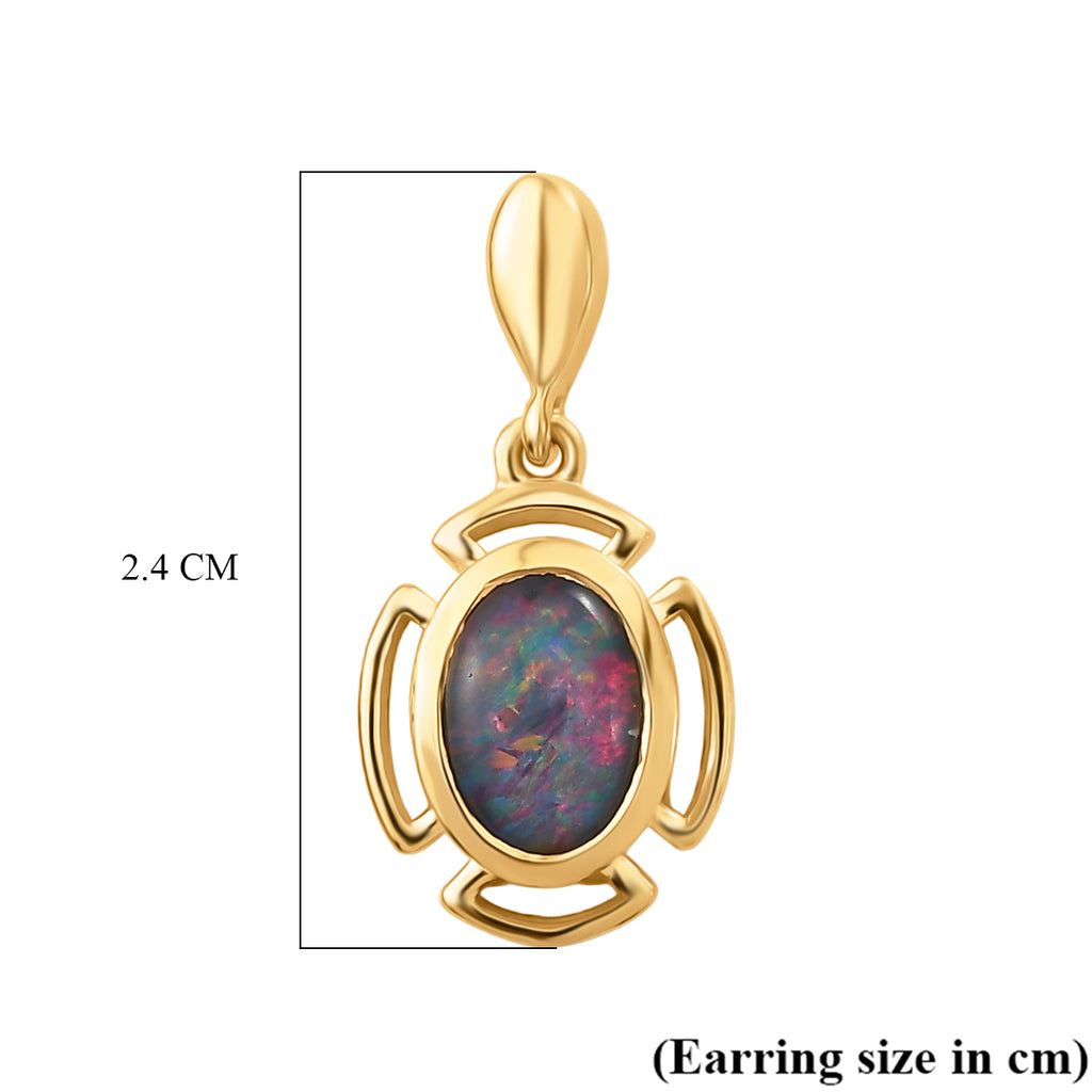 D'Joy - Boulder Opal Dangling Earring with Post in Yellow Gold Plated Sterling Silver 1.15 Ct._8568044_6