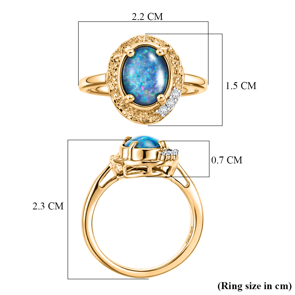 D'Joy - Boulder Opal &amp; White Zircon Solitaire Ring in Yellow Gold Plated Sterling Silver 1.32 Ct. V32518701 6